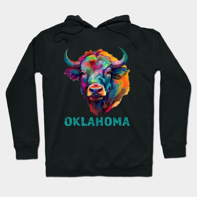 Oklahoma American Bison Lover Buffalo Souvenir Hoodie by Pine Hill Goods